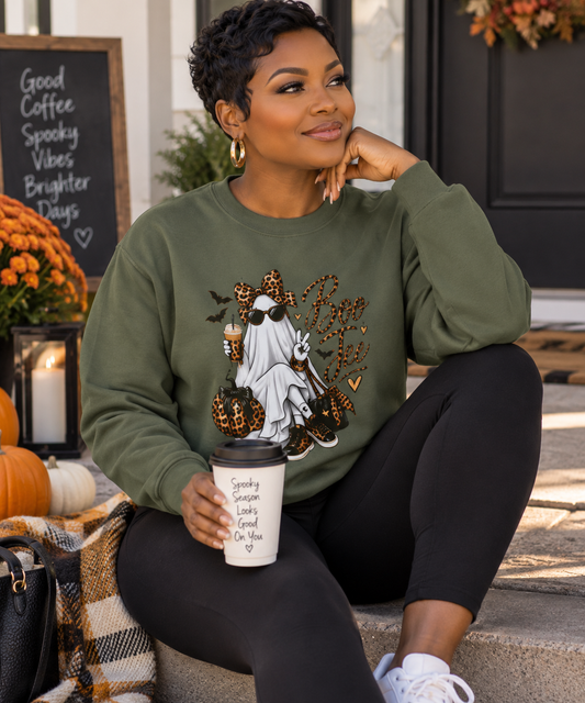 BOO Jee Leopard Crewneck Sweatshirt